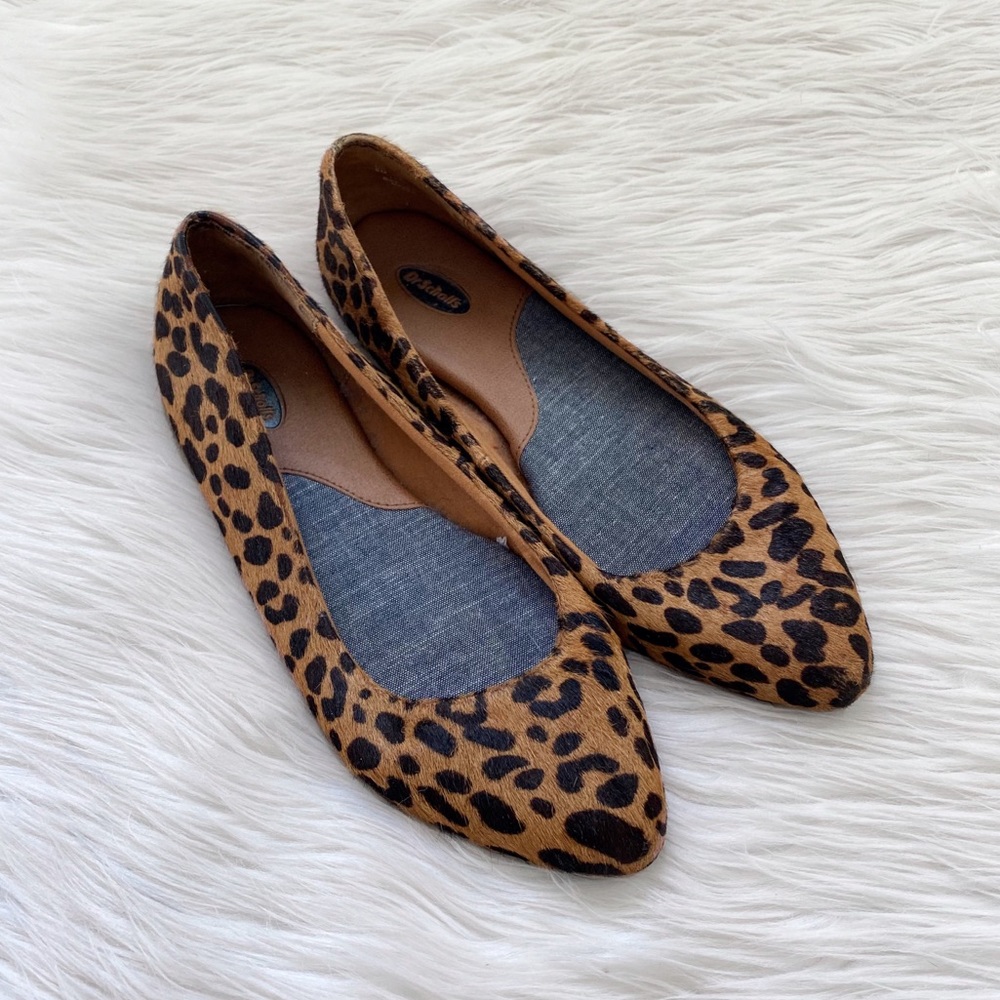Dr. Scholls Cheetah Print Calf Hair Flats Shoes